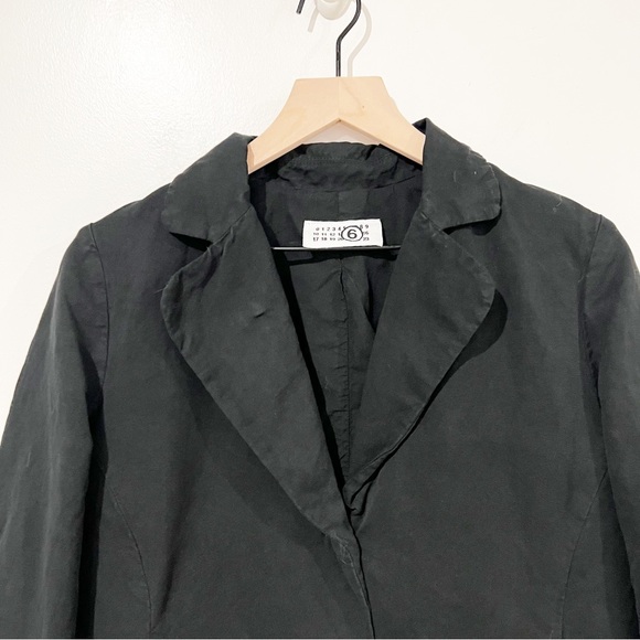 Maison Martin Margiela Black Cotton & Linen Button Front Blazer Jacket Size 40 - Picture 7 of 12